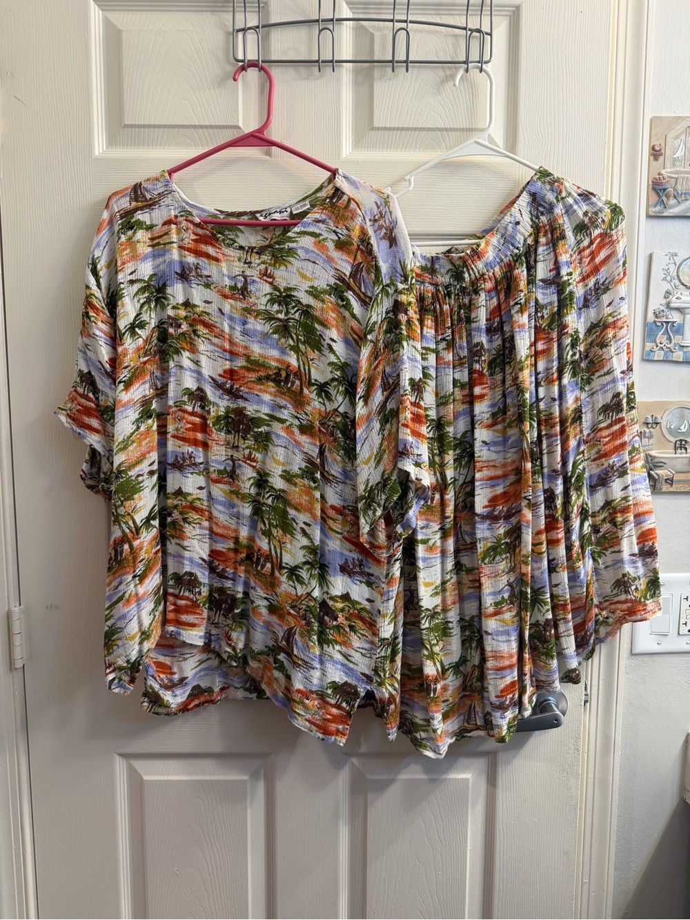 Tropical Palm Print Women’s Tunic Top - Multi Color